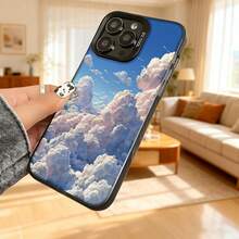 Cubierta de teléfono con diseño de nubes 3D, azul cielo, impresión de paisaje celestial con textura realista, ideal para uso diario y viajes Carcasa de teléfono de moda de color plata, adecuada para teléfonos Galaxy de apple. - Negro - Ver 6