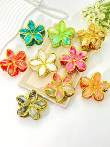 1 pieza/9 piezas Pinza de pelo de plástico ABS con estampado floral, pasador de pelo dulce para playa, viaje, fiesta, vacaciones, temporada de regreso a la escuela, accesorios de pelo elegantes, pinzas de pelo elegantes, pinza de pelo de invierno