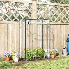 Greenhouse Greenhouse Tomato House Cold Frame With Roll-Up Door Steel Plastic Transparent 100x50x150cm - Transparent - View 3