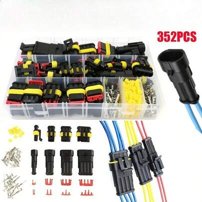352 Pcs Waterproof Automotive Electrical Connector Kit - 1/2/3/4 Pin Wire Plugs With Terminals | Sealed Electrical Connectors For Car, Truck, Motorcycle, Boat Wiring Repair