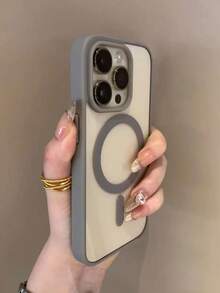 透明软灰色边框凝胶磁吸充电保护壳 | 兼容 MagSafe，防震超薄，兼容 - 灰色 - 查看 3