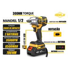 Chave De Impacto Parafusadeira 2 Bateria 21v  Brushless 300N GEELE