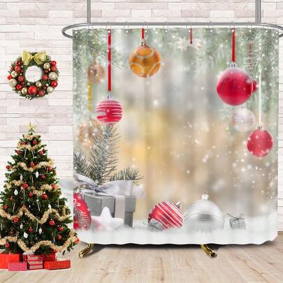 1pc Blue Rose Pattern Waterproof Mildew-Resistant Shower Curtain, Modern Luxury Bathroom Decor Set, 180x180cm, Includes 12 Hooks