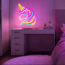 USB-Powered Unicorn Neon Sign - Colorful LED Wall Decor For Girls' Bedroom, Perfect Birthday Or Christmas Gift