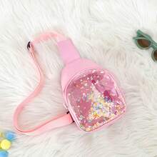 Bolso de pecho/bandolera de estilo coreano con líquido transparente tipo jalea y movediza, accesorio de decoración de muñeca con insignias de anime