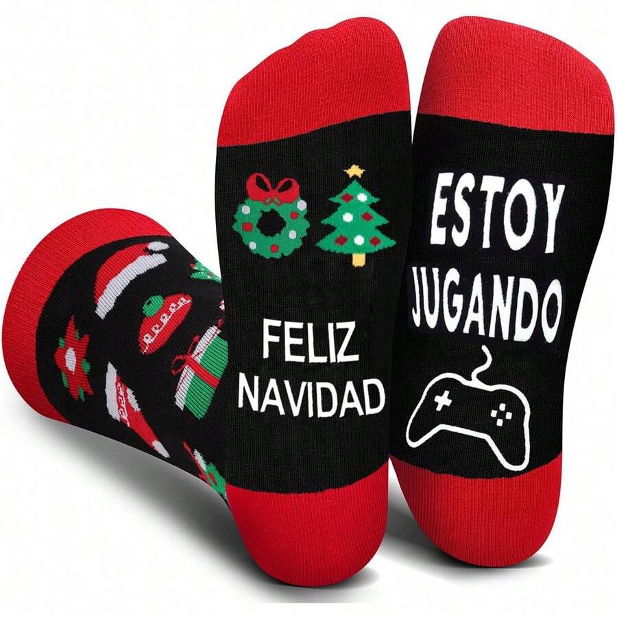 ¡RecomendadoCalcetines Hombre Divertidos, 2 Pares Calcetines Hombre Navideños Divertidos, Tubo Medio Calcetas Navideños para Regalos, Calcetas de Media para Mujer Papá, Adolescente, Cumpleaños¡Top de Temporada - 1 - Ver 1