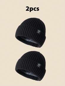 Czapka beanie unisex 90 SPORT z markowym logo w jednolitym kolorze, męska zimowa, termiczna, podszyta, ciepła, swobodna, miękka, wygodna, prosta i stylowa, odpowiednia na zimne dni, do codziennych dojazdów, uprawiania sportu, spotkań towarzyskich i wycieczek - F - Zobacz 14