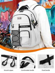 1 pezzo Zaino alla moda unisex, chiusura con cerniera, cinghie regolabili, grande capacità, adatto per lavoro, attività all'aperto, pendolarismo, regalo per il ritorno a scuola