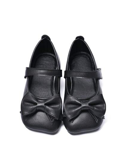 1 双女童 PU 甜美优雅蝴蝶结方头玛丽珍平底鞋，适合春夏季、婚礼、舞台、日常穿着