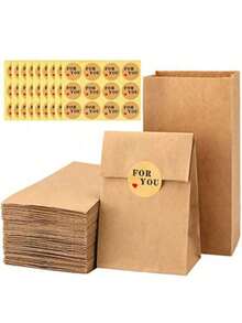 24pcs/50pcs Brown Paper Bags Small-Kraft Candy Paper Bags - Paper Candy Favor Bags With Stickers For Snack, Birthday, Wedding And Halloween Xmas Party Supplier Summer Gifts Beach Back To School School Supplies Room Decor - Multicolor - View 10