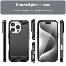 Max Power Digital Funda para Apple iPhone 16 Pro Carcasa Protectora Antigolpes Silicona Negra Diseño Fibra de Carbono Resistente Absorción de Choque [Compatible Carga Inalámbrica] - Negro - Ver 2