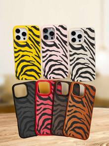 Zebra Print Phone Case Cover Protective Shockproof Back Cover Stylish Animal Pattern Design Fashionable Unique Print Slim Fit Lightweight Durable Anti Scratch Bumper Case For Women Men Compatible With Iphone 17Promax/17Pro/17Air/17/16Promax/16Pro/16Plus/16/15Promax/15Pro/15Plus/15/14Promax/14Pro/14Plus/14/13Promax/13Pro/13/12Promax/12Pro/12 - 黃色 - 查看 2