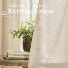 95 Inch Natural Linen Semi Sheer Light Filtering Curtains With Back Tab And Rod Pocket For Living Room, Bedroom, French Door, Set Of 2, 52 X 95 Inch - Stone Blue - View 4