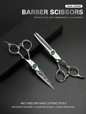3 pièces Ensemble de ciseaux de coupe professionnels, en acier inoxydable 440C, pour droitiers, sans odeur, convenant aux cheveux normaux et naturellement bouclés, ciseaux d'effilage, kit d'outils de salon de coiffure avec sac de rangement, cheveux, voyage, produits capillaires, outils capillaires, accessoires de coiffure, barbier, accessoires de barbier, salon de coiffure, équipement de coiffure