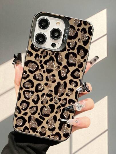 1 pezzo Custodia per telefono creativa e carina con stampa leopardata nera su base marrone, adatta come regalo per fidanzato, amico, fidanzata, famiglia, fratello, collega, fratello/sorella minore, coppia, compagno di classe, insegnante, compleanno, vacanze - Custodia protettiva morbida opaca nera a copertura totale, anti-polvere e anti-acqua, compatibile con 17/13/16/15/14/13/12/11/Pro/ProMax e modelli