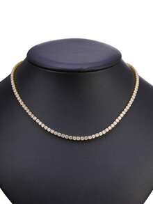 1入組鑲鑽簡約風頸鏈 - 金黃色 - 查看 5