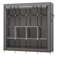 Portable Closet Large Wardrobe Closet Clothes Organizer With 6 Storage Shelves, 4 Hanging Sections 4 Side Pockets - 黑色 - 查看 6