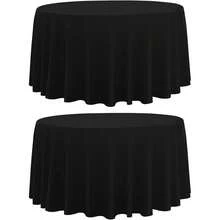 Round Tablecloth,2 Pack 120inch Stain And Wrinkle Resistant Polyester Table Cloth,Decorative Fabric Table Cover For Kitchen,Dinning,Party,Wedding RoundBlack - 多色765 - 查看 1