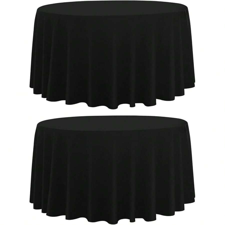Round Tablecloth,2 Pack 120inch Stain And Wrinkle Resistant Polyester Table Cloth,Decorative Fabric Table Cover For Kitchen,Dinning,Party,Wedding RoundBlack - 多色765 - 查看 1