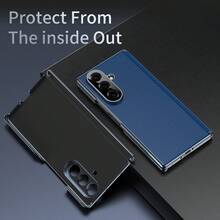 Suitable For Samsung Galaxy ZFold4 ZFold5 ZFold6 ZFold7 Phone Case, Dual Axis Hinge Protection, Single Cover Semi-Enclosed Protection Design, Minimalist Solid Color Premium Synthetic Leather Phone Protective Case