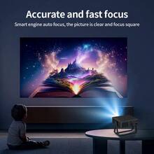 YJMOYE YJMOYE Projektor R2 tragbarer Mini-Autofokus 1080P 4K Smart Movie Projektor 360 ° Rotation Deckenprojektion 5G WiFi6 Kabellos Kino LED Raum Projektoren kompatibel mit IOS /Android Handy