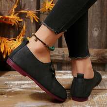 Summer Shoes For Women Outdoor Walking Travel Slides Sandals Flats For Women Dressy Comfortable Round Toe Ballet Flats Non Slip Business Work Loafers Casual Retro Lace Up Shoes Cute Daily Walking Shoe Solid Color Simple Wear - 黑色 - 查看 4