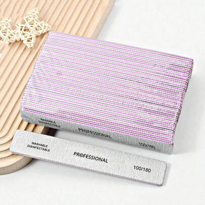 20支装矩形指甲锉，100/180目双面砂纸指甲锉，可水洗重复使用，适用于天然指甲和亚克力指甲，家用和美甲沙龙均可使用。美甲护理产品、美甲工具、美甲艺术工具、返校用品、修甲、美甲工具（适用于美甲贴纸）