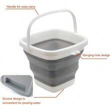Premium Collapsible Plastic Bucket 5L 1.32 Gallon Buckets Soft Waterpot Square Tub, Space Saving Bucket Car Wash, Outdoor Fishing, Food Jug, Dog Bowls - 5L - View 4