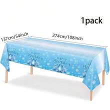 1Pack/2Packs 54x108 Inch Christmas Snowflake Tablecloth Winter Snowflake Castle Tablecloth Decorations White And Blue Snowflake Disposable Table Cover For Frozen Birthday Decorations Winter Wonderland Party Supplies Ice Princess Happy Birthday Decorations Christmas Holiday New Year Party Decorations - Blue - View 6