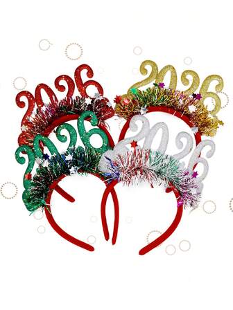 8/4/3/1 件 2026 新年派对倒计时数字头带，彩色庆祝表演头带，年终派对除夕道具头饰，节日派对装饰