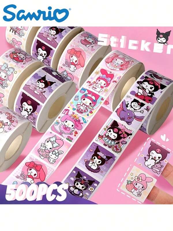 Sanrio 500 Cartoon Sanrio Hello Kitty Kuromi Aufkleber, süße Melody Notizbuch Aufkleber, Belohnungsgeschenke, Spielzeug, Neujahrgeschenke, Weihnachtsgeschenke