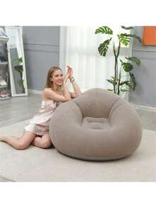 1pcs New Inflatable Lazyboy Single Sofa Chair, Foldable And Portable Outdoor Leisure Inflatable Bed, Outdoor Leisure Reclining Chair, Sleeping Bag Sofa Bed - 咖啡色 - 查看 8