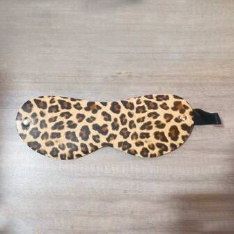 Leopard Print Blindfold With Rivet Decor, Leather Rivet Design Creates Bondage Atmosphere, Intimate Couples Game Accessory, Suitable For Halloween, Christmas, Festival Balls, Performances And Parties
