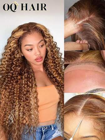 OQ Hair No Glue Wear And Go 6x4 Zip Zag Pre-Cut Lace Front Wigs Highlight Deep Wave 180% Density 16-30 Inch Pre-Plucked Hairline Glueless Lace Front Wig With Piano Color Human Hair Natural Hairline Frontal Human Hair Real Human Hair Wigs Wear And Go Glueless Wig Human Hair Free Gifts Free Shipping Halloween Costumes Human Hair Wigs Halloween Travel Essentials Y2K Turn Up Baddie Holiday Vacation For Women