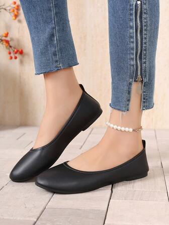 OFFWIND Women's Elegant Pointed Toe Flats - Slip-On Loafers With Soft Sole, Low Heel & Non-Slip For Work | Lightweight Breathable Plain Color Casual Shoes