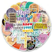 50 件耶稣基督教贴纸，圣经经文信仰贴纸乙烯基美学书籍阅读贴纸美学乙烯基贴纸高品质贴纸贴花剪贴簿、日记、笔记本电脑、保险杠、滑板、水瓶、电脑、手机贴纸可以为您的生活带来很多乐趣，是送给成人的完美礼物 - 彩色 - 查看 11