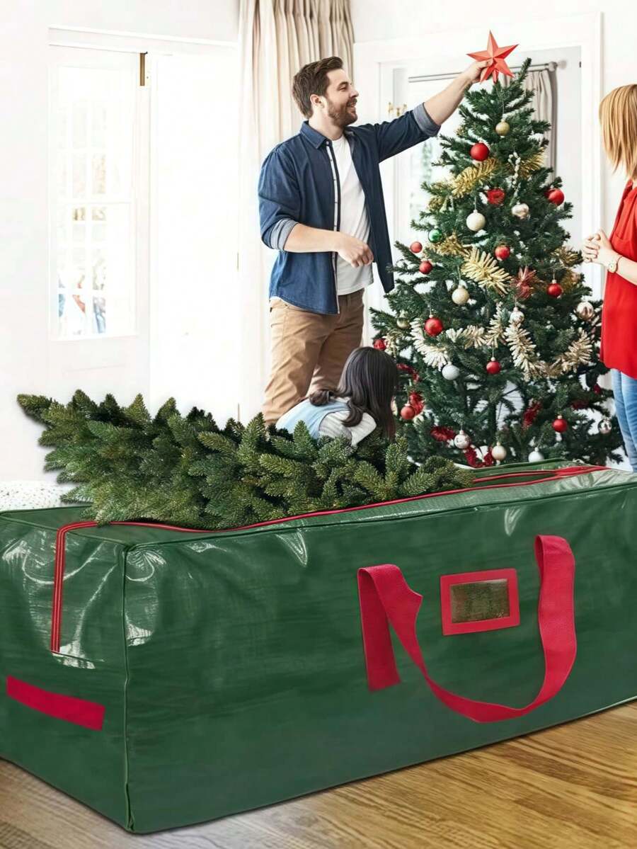 7/9ft Christmas Tree Storage Bag, Large Capacity, Waterproof Dustproof Woven Moving Box, Outdoor Waterproof Storage Bag, Christmas & New Year Gift, Tree Storage Bag