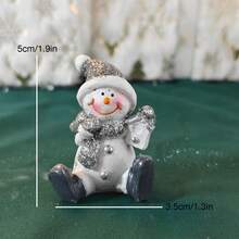 1 Set de decoración navideña de muñeco de nieve plateado, adecuado para la chimenea, el alféizar de la ventana, la decoración del hogar en Navidad, ambiente navideño