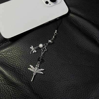 Hàng mới về, cao cấp, phong cách Ins, thiết kế độc đáo, tông màu tối, cá tính, phong cách Y2K, kim loại, làm thủ công, đính hạt thủy tinh, hình chuồn chuồn kim loại dễ thương. Dây đeo điện thoại, mặt dây chuyền điện thoại, phụ kiện túi xách, phụ kiện ốp tai nghe, móc khóa.