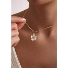 An Enamel Cherry Blossom Necklace, A Flower Necklace, A Cherry Blossom Necklace, A Christmas Gift, For Her Gift, A Daily Necklace - 珍珠白 - 查看 4