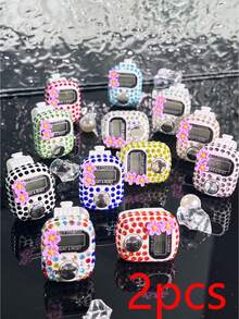 Fully Rhinestoned Flower Shaped Prayer Counter, Cute & Creative Electronic Counter, Manual Counting Device For Chanting Sutras - Multicolor - View 12