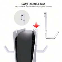 Wall-Mounted P/S5 Pro/Slim Accessory Rack - 2 Pieces Hook Set For Both Controllers And Headphones For Office, Dorm And Home Use Office Dorm Home Headphone Stand Headphone Holder - White - View 6