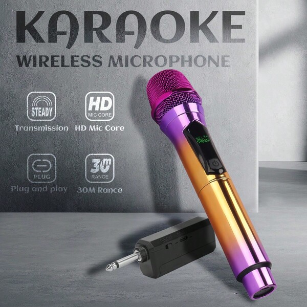 LMBGM W-4XC Wireless Rechargeable Microphone For Home KTV Outdoor Portable Singing Performance, Handheld Microphone System