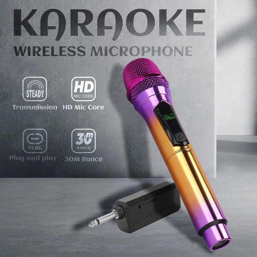 LMBGM W-4XC Wireless Rechargeable Microphone, Suitable For Home, KTV, Outdoor Portable Singing Performance, Handheld Microphone System - Purple - View 1
