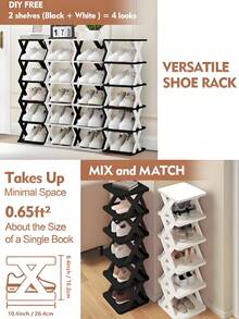 9 Tier Vertical Shoe Stand Space Saving Narrow Shoe Rack, Small Shoe Shelf, DIY Free Standing Shoes Storage Organizer For Entryway, Closet, Hallway,Living Rooms, Studies.Shoe Cabinet,Zapateros Para Guardar Zapatos,Zapateras Para Calzados,Shoe Rack - 彩色 - 查看 7