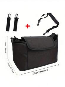 Maternity Hospital Bag, Stroller Bag, Multi-Function Diaper Bag With Detachable Shoulder Strap | Convenient Carry Baby Storage Bag With Multi-Compartment Design, Suitable For Stroller And Travel | Durable Polyester Material, Black, Essential For Baby - Bags - View 11