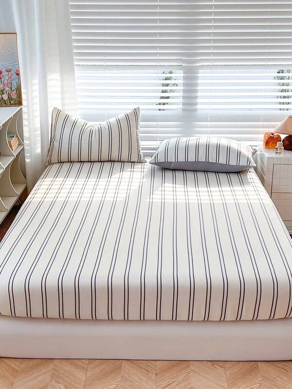 3pcs Bedding Set, Cute Floral Pattern, Soft & Comfortable, IncludesFitted SheetSkirt And 2pcs Pillow Shams, No Filling, Suitable For Dorm, Bedroom, Home Use, Multiple Sizes Available