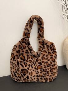 1pc Autumn/Winter New Fluffy Large Capacity Shoulder Tote Bag, Fashionable One Shoulder Handbag, Furry Commuter Shoulder Bag For Women, Suitable For Ladies Vacation And Daily Shopping, Mom Gift - Multicolor - View 3