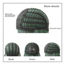 DDLong Straight Wigs With Curtain BangsGreen High Layered Wig For Women Synthetic High Density Heat Resistant Hair Wig For Daily Party 24 Inches - BlackandGreen漸層假髮 - 查看 4