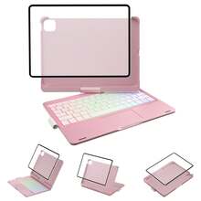 Keyboard Case For IPad 10th Generation&IPad 11th(A16,2025),IPad Air 11(M3,M2/IPad Pro 11 Inch Keyboard,360°Swivel,7 Use Modes,Rainbow Backlight - Hoa hồng vàng - Xem 10